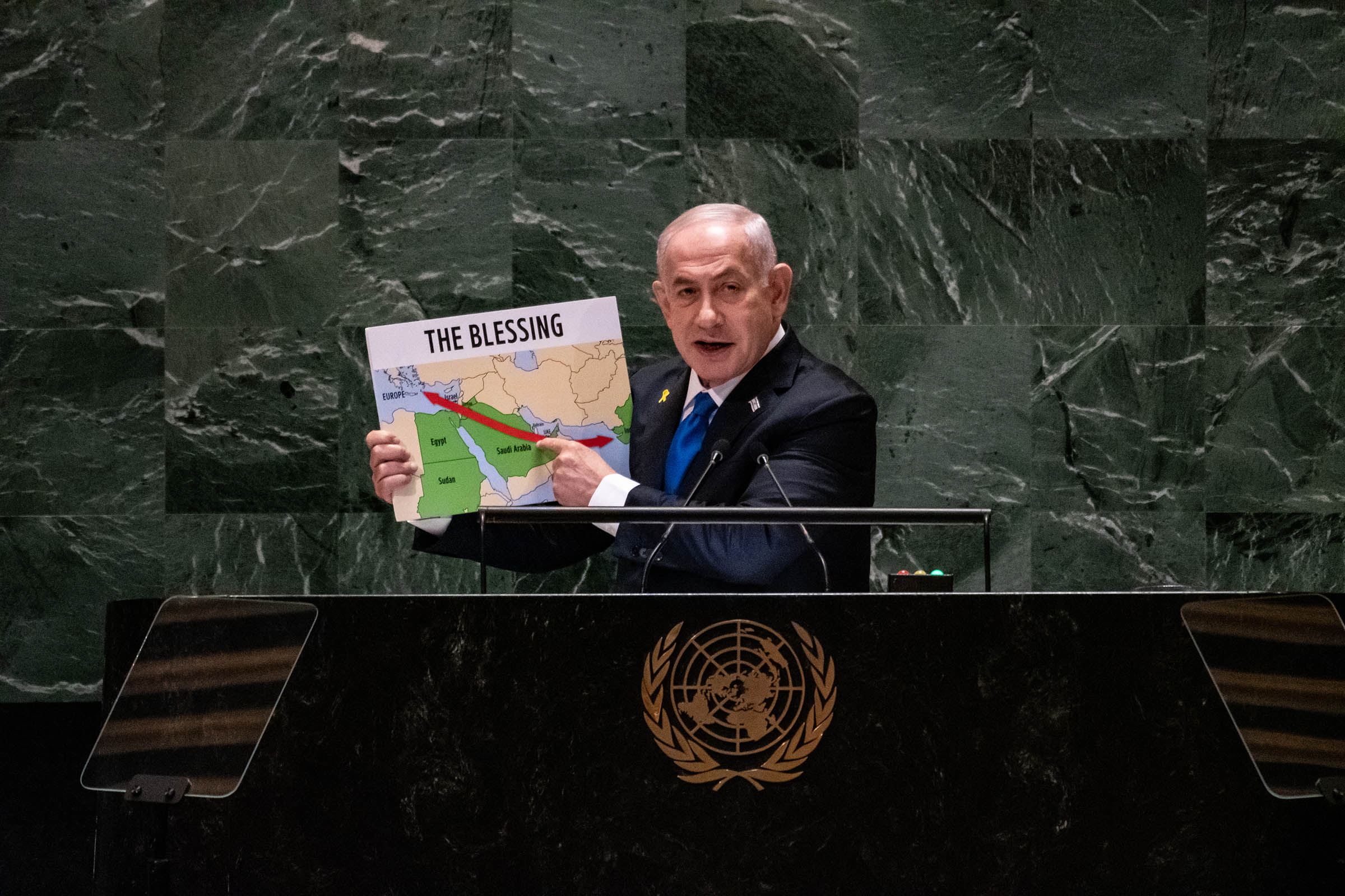 Netanyahu, at UN, vows that Israel will keep ‘degrading Hezbollah’ until its objectives are met