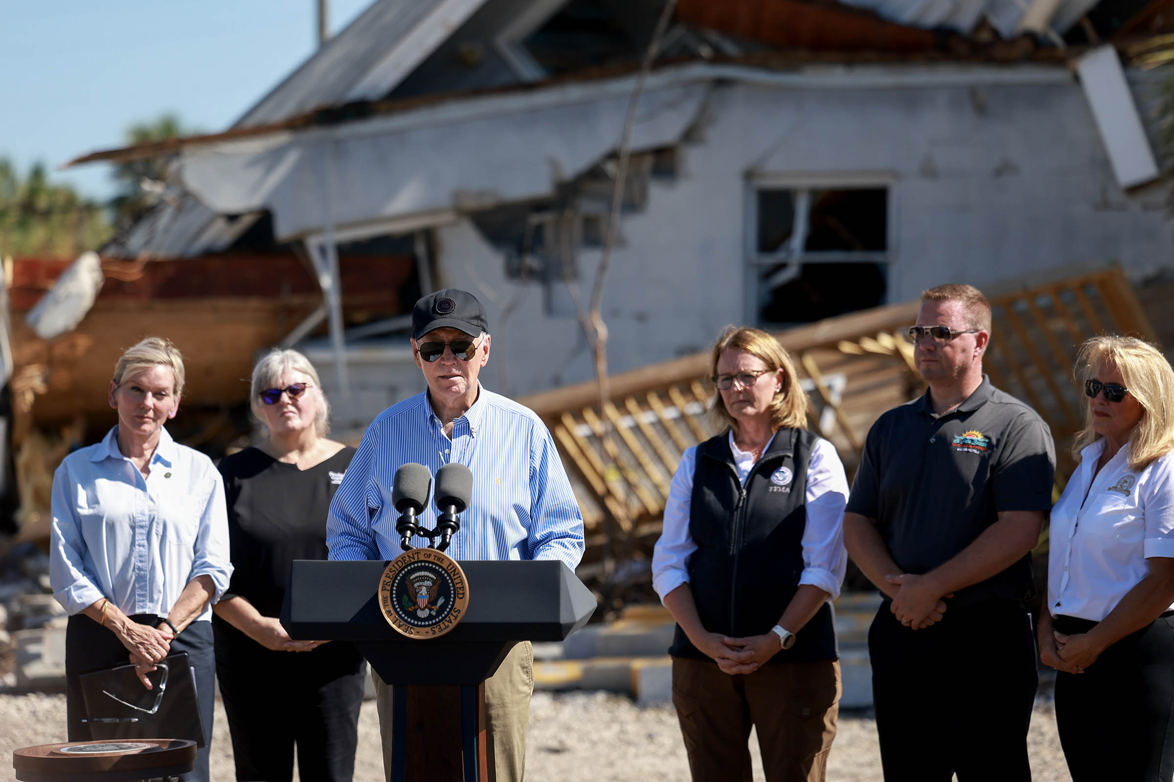 Biden is surveying Hurricane Milton damage in Florida. Harris is going to church in North Carolina