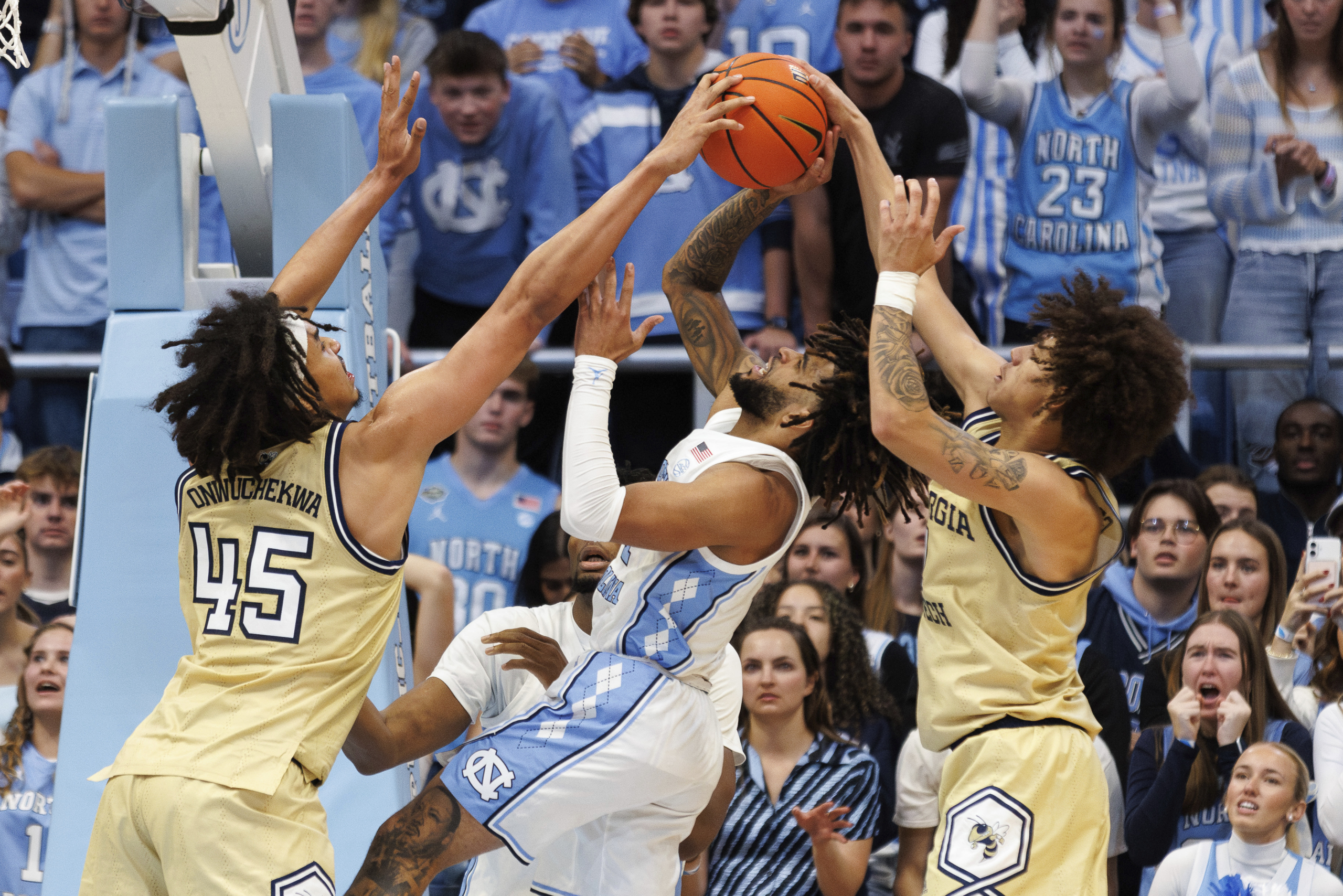 Trimble helps No. 20 North Carolina top Georgia Tech, 68-65